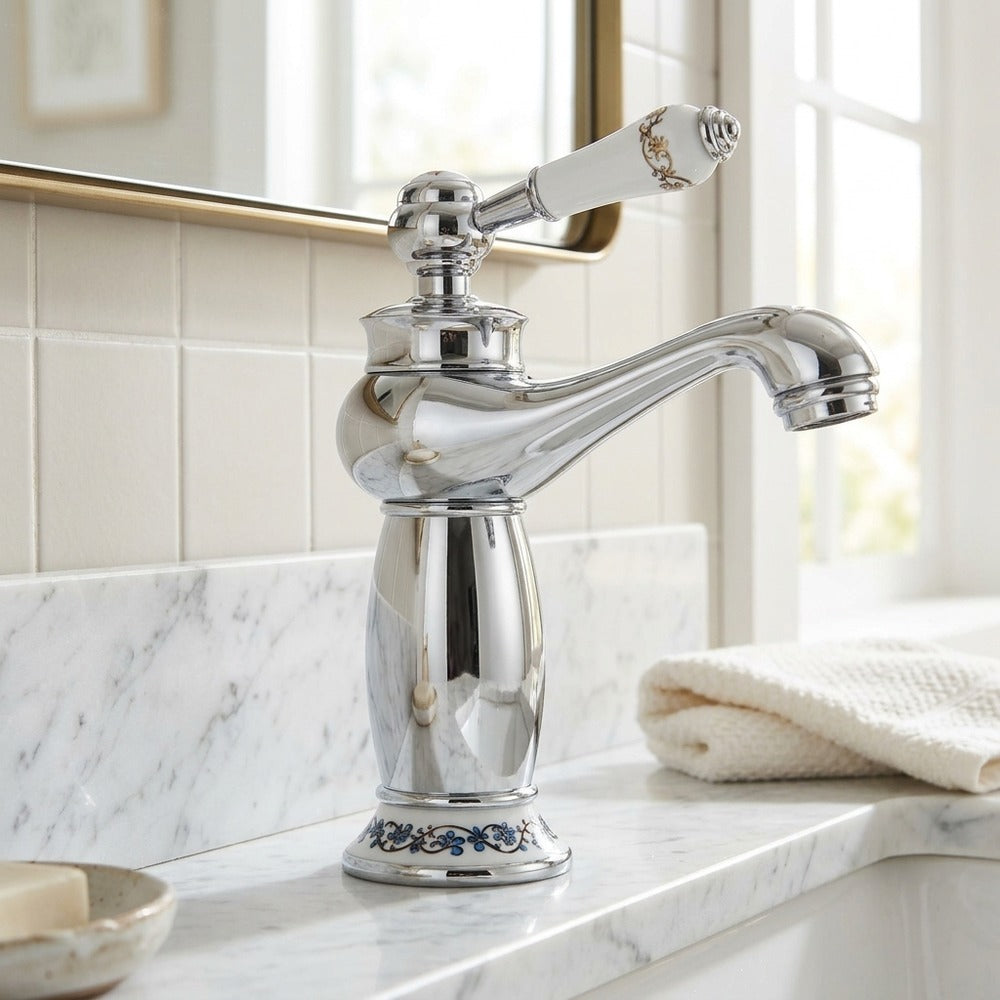 Lagomel single-hole bathroom faucet, set in a Traditional/Classic bathroom