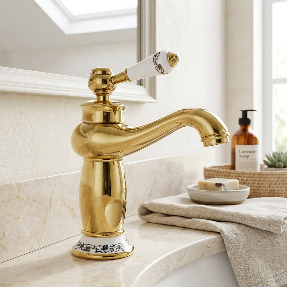 Lagomel single-hole bathroom faucet, set in a Traditional/Classic bathroom
