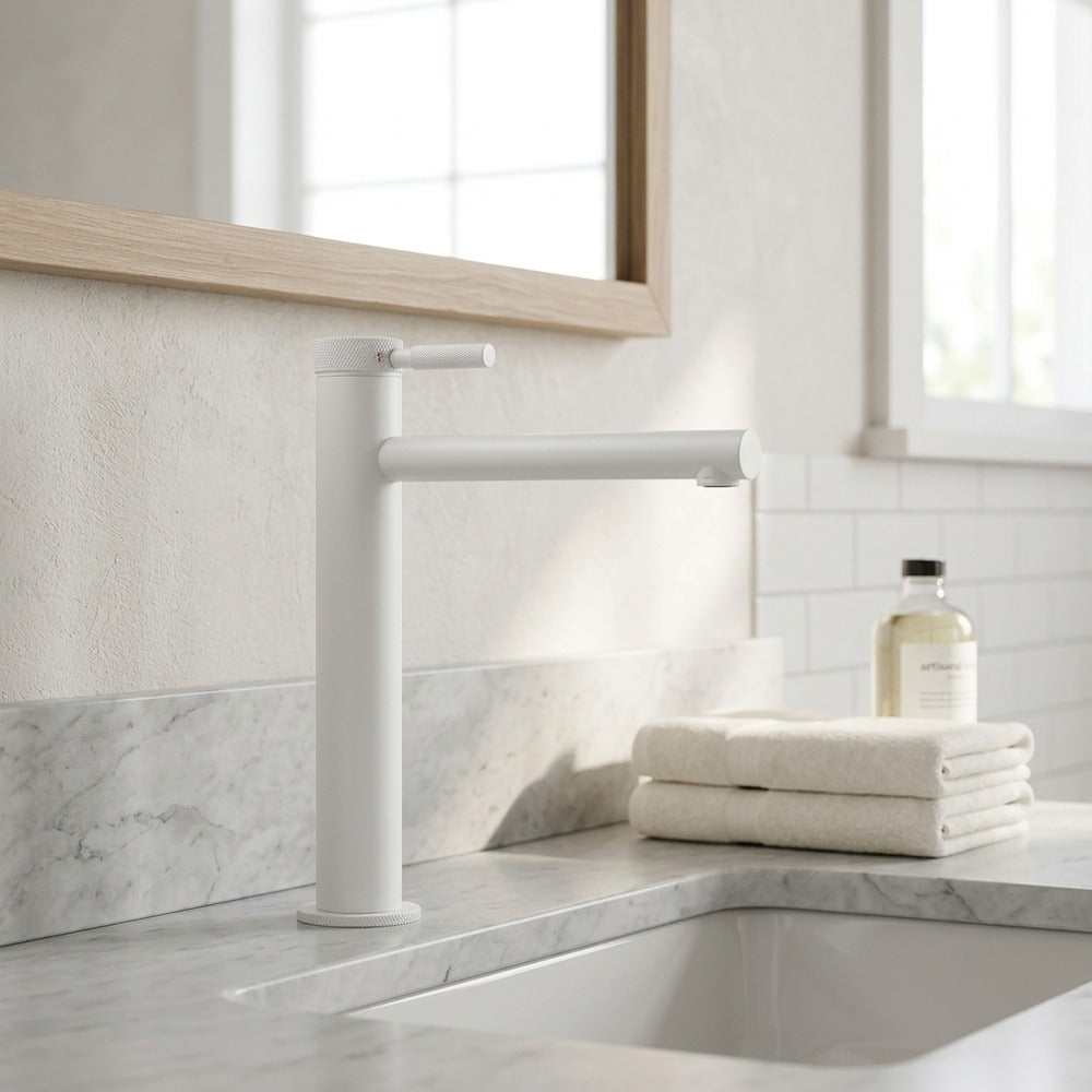Lagomel single-handle vessel sink faucet, set in a Traditional/Classic bathroom