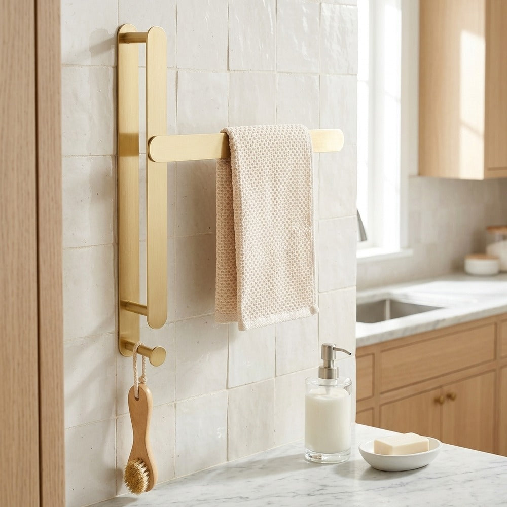 Lagomel wall-mounted towel bar, set in a Modern/Contemporary bathroom