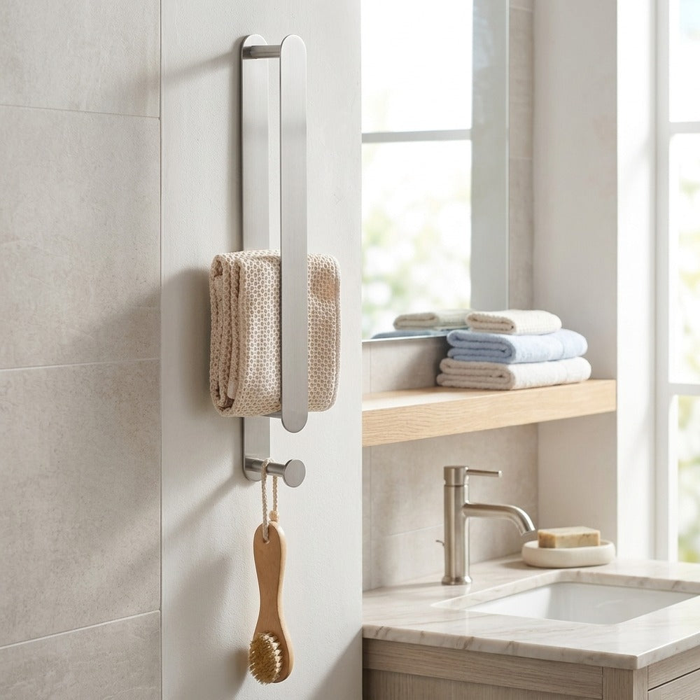 Lagomel wall-mounted towel bar, set in a Modern/Contemporary bathroom