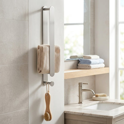 Lagomel wall-mounted towel bar, set in a Modern/Contemporary bathroom