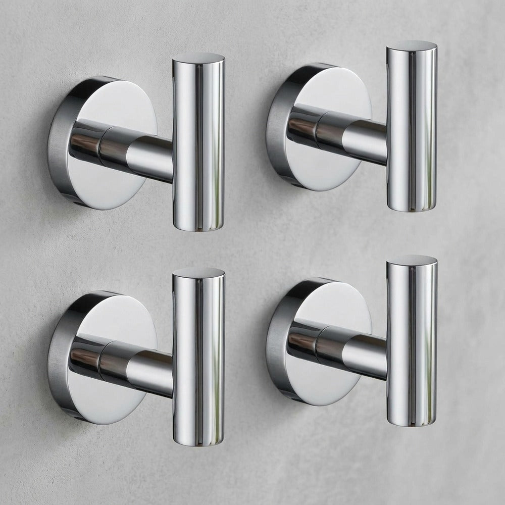 Lagomel wall-mounted robe hook in chrome, set in a Modern/Contemporary bathroom