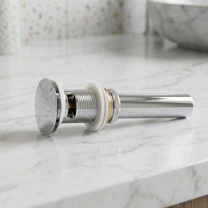 Lagomel bathroom sink drain in chrome, oil-rubbed bronze, rose gold, antique brass, polished gold, set in a Contemporary bathroom