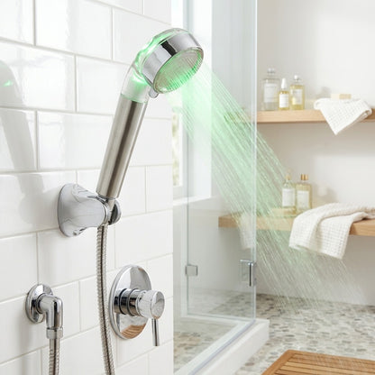 Lagomel hand shower in chrome, set in a Contemporary bathroom
