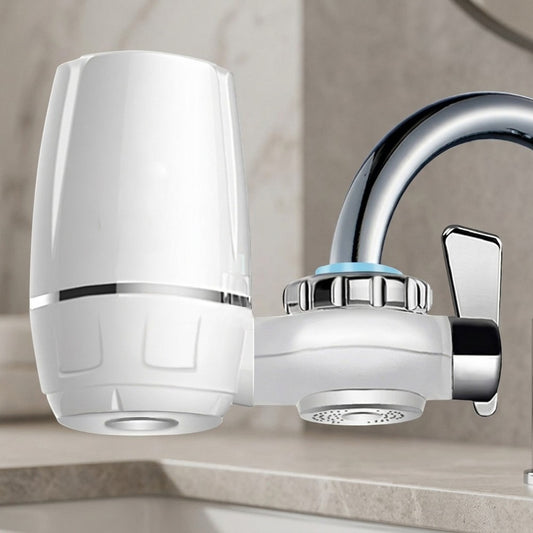 Lagomel faucet water filter in two-tone / mixed finish, set in a Modern kitchen