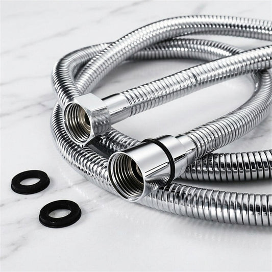 Lagomel shower hose in chrome, gold, rose gold, matte black, bronze, brushed gold, brushed nickel, set in a Contemporary bathroom