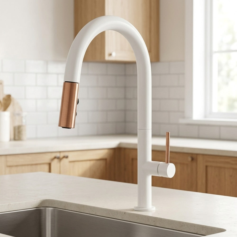 Lagomel single-handle pull-down kitchen faucet, set in a Modern/Contemporary kitchen