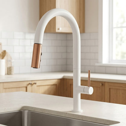 Lagomel single-handle pull-down kitchen faucet, set in a Modern/Contemporary kitchen