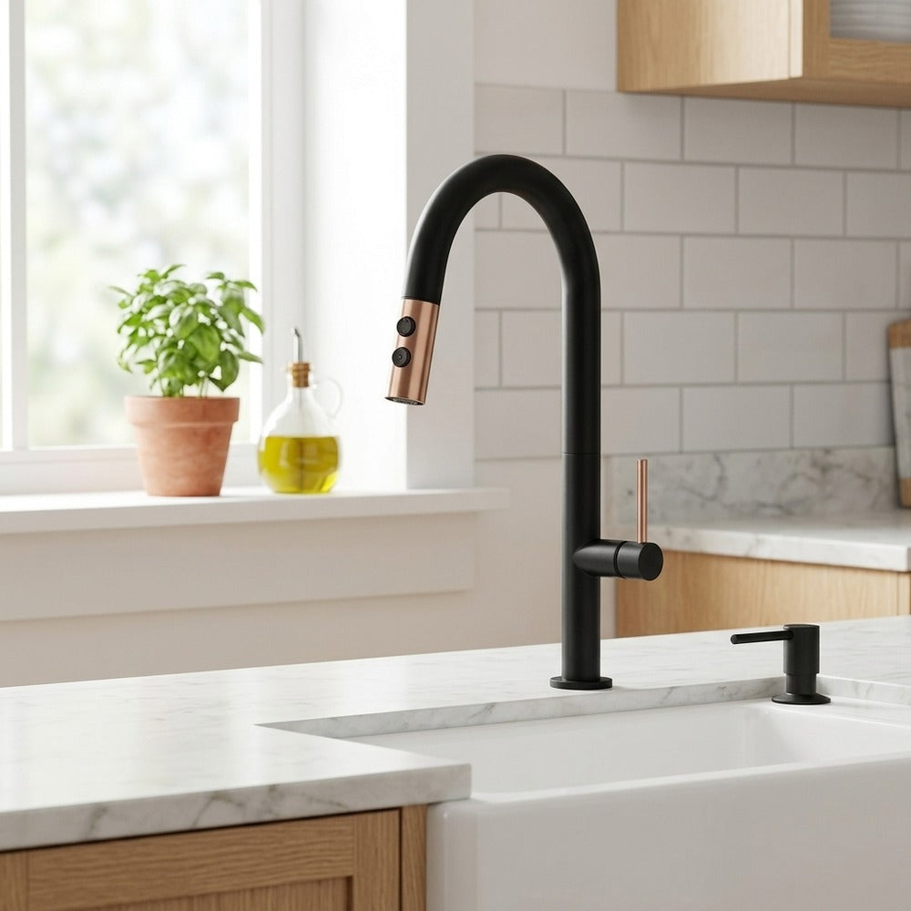 Lagomel single-handle pull-down kitchen faucet, set in a Modern/Contemporary kitchen