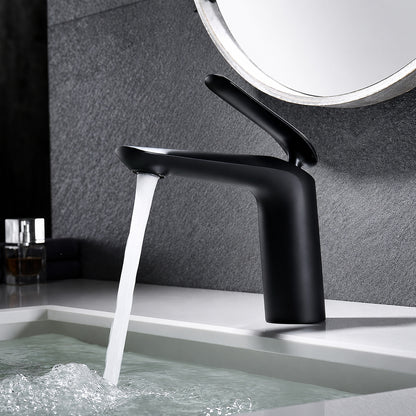 Matte Black Single-Hole Bathroom Faucet, Modern Single-Handle Brass Vanity Faucet