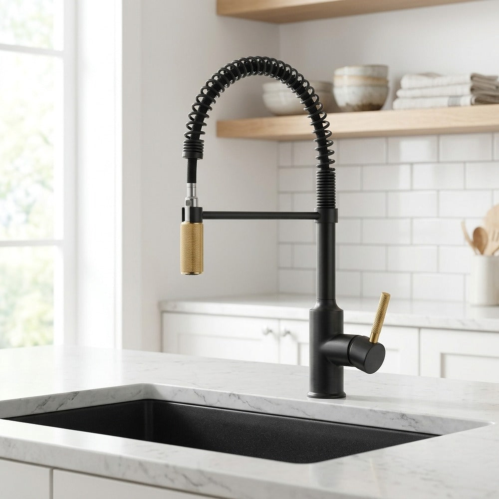 Lagomel single-handle pull-down kitchen faucet, set in a Modern/Contemporary kitchen
