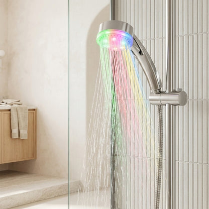 Lagomel hand shower in chrome, set in a Contemporary bathroom