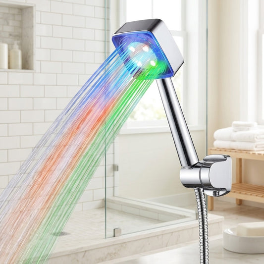 Lagomel hand shower in chrome, set in a Contemporary bathroom