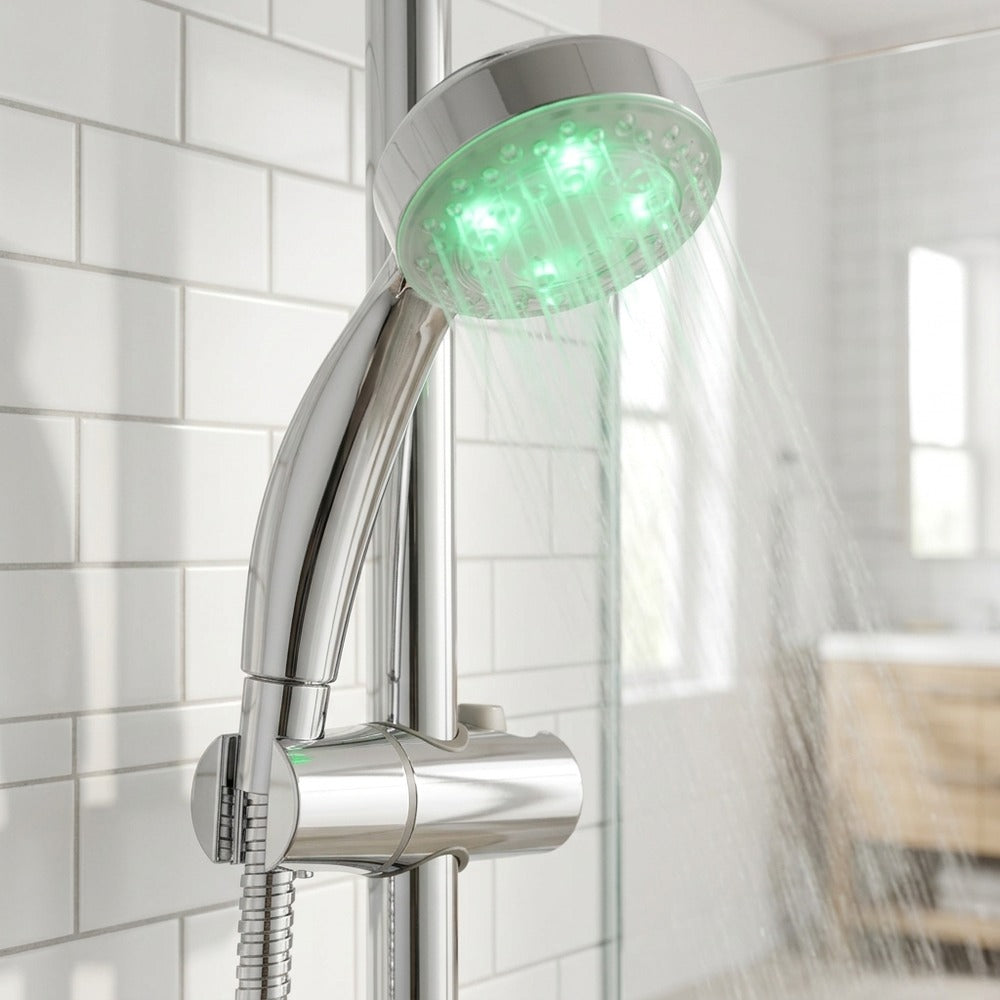 Lagomel hand shower in chrome, set in a Contemporary bathroom