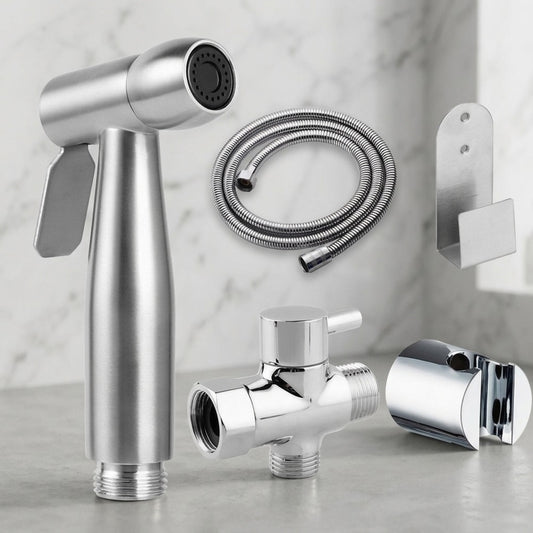Lagomel bidet faucet in stainless steel, set in a Contemporary bathroom