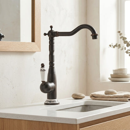 Lagomel single-hole vessel sink faucet, set in a Vintage/Retro/Traditional/Classic bathroom