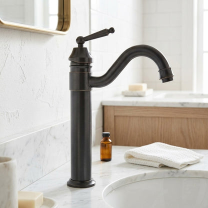 Lagomel single-handle vessel sink faucet, set in a Traditional/Classic bathroom