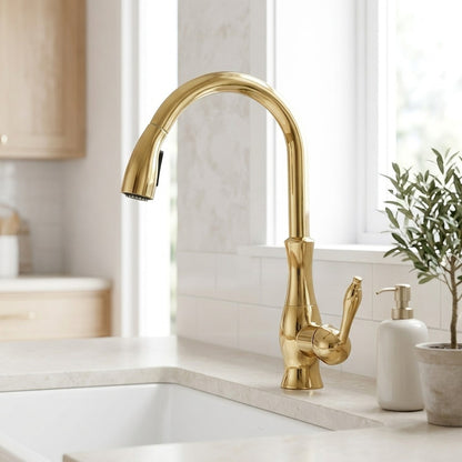 Lagomel single-handle pull-down kitchen faucet, set in a Modern/Contemporary kitchen