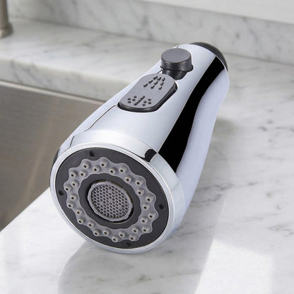 Lagomel pull-out replacement spray head in chrome, matte black, set in a Contemporary kitchen