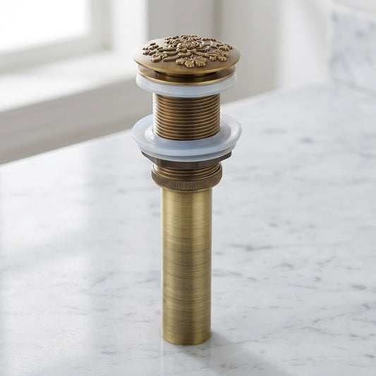 Lagomel bathroom sink drain in antique brass, antique bronze, set in a Traditional/Classic/Vintage/Retro bathroom
