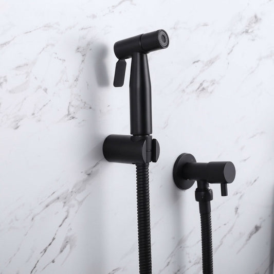 Lagomel bidet faucet in matte black, set in a Contemporary bathroom