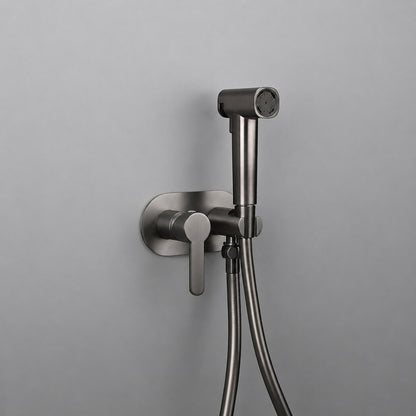 Wall-Mount Hot, Cold Bidet Sprayer Faucet, Modern Single-Handle Brass Valve Set, Gunmetal / Matte White / Matte Black / Chrome / Brushed Gold