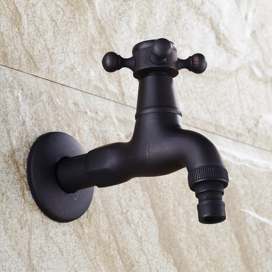 Lagomel wall-mounted outdoor faucet in matte black, set in a Vintage/Retro/Industrial bathroom