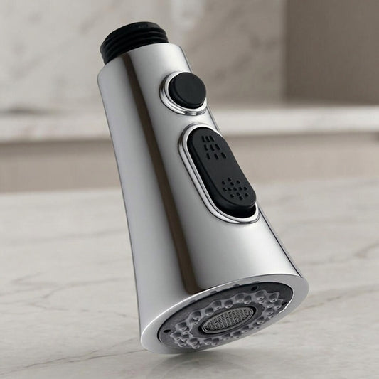 Lagomel pull-down replacement spray head in chrome, set in a Modern kitchen