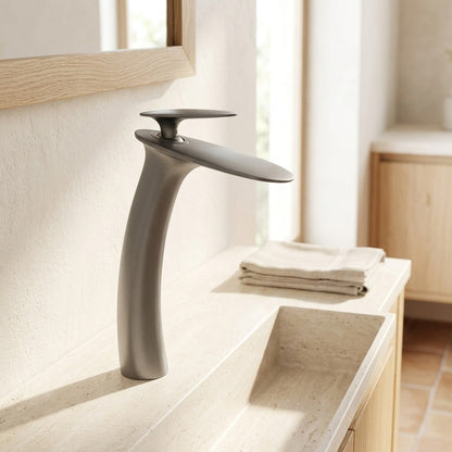 Lagomel waterfall single-handle vessel sink faucet, set in a Modern/Contemporary bathroom