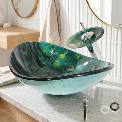 Lagomel waterfall single-handle faucet and sink set in chrome, set in a Contemporary bathroom