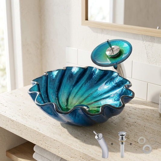 Lagomel waterfall single-handle faucet and sink set in chrome, two-tone / mixed finish, set in a Contemporary/Vintage/Retro bathroom