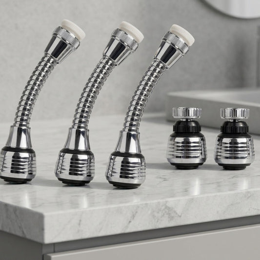 Lagomel faucet aerator in chrome, set in a Modern bathroom