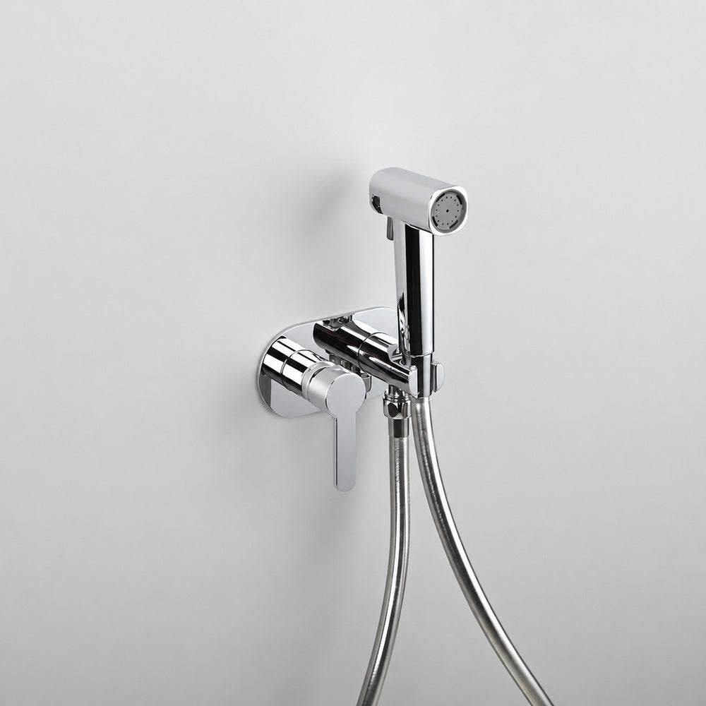 Wall-Mount Hot, Cold Bidet Sprayer Faucet, Modern Single-Handle Brass Valve Set, Gunmetal / Matte White / Matte Black / Chrome / Brushed Gold