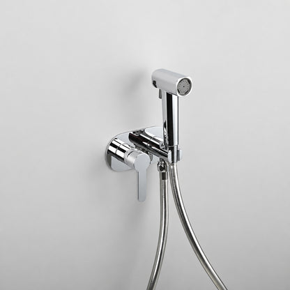 Wall-Mount Hot, Cold Bidet Sprayer Faucet, Modern Single-Handle Brass Valve Set, Gunmetal / Matte White / Matte Black / Chrome / Brushed Gold