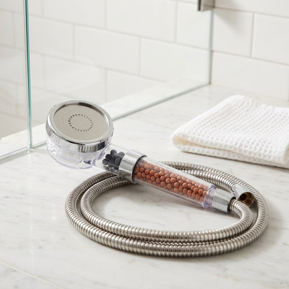 Lagomel hand shower, set in a Contemporary bathroom