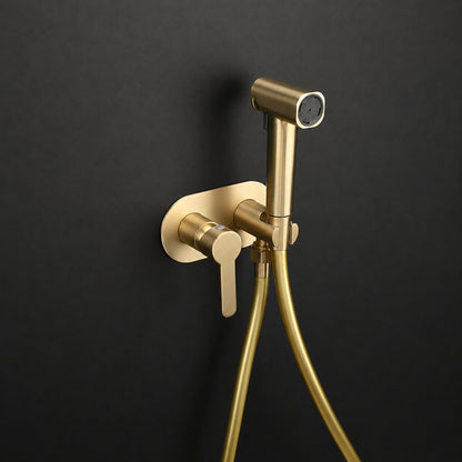 Wall-Mount Hot, Cold Bidet Sprayer Faucet, Modern Single-Handle Brass Valve Set, Gunmetal / Matte White / Matte Black / Chrome / Brushed Gold