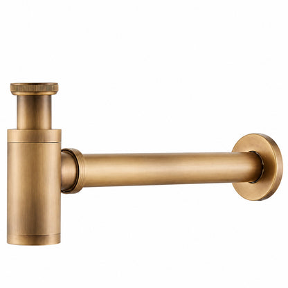 Contemporary Brass Pop-Up Sink Drain with Overflow, Wall-Mounted Bottle P-Trap Waste Assembly, Antique Brass / Chrome / Matte Black / Brushed Brass / Polished Gold