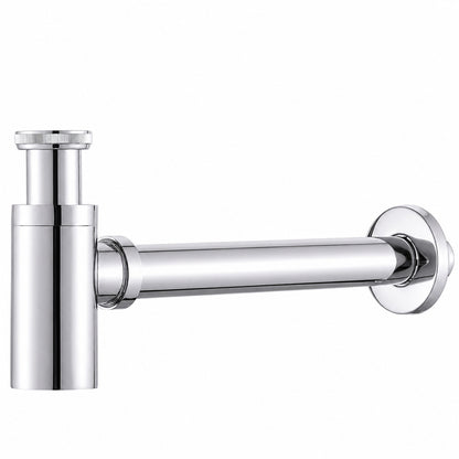 Contemporary Brass Pop-Up Sink Drain with Overflow, Wall-Mounted Bottle P-Trap Waste Assembly, Antique Brass / Chrome / Matte Black / Brushed Brass / Polished Gold