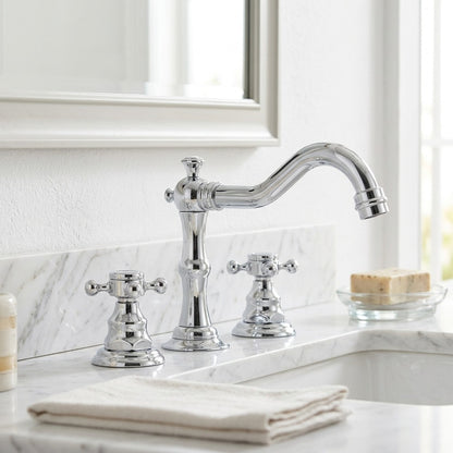 Lagomel widespread bathroom faucet, set in a Modern/Contemporary bathroom