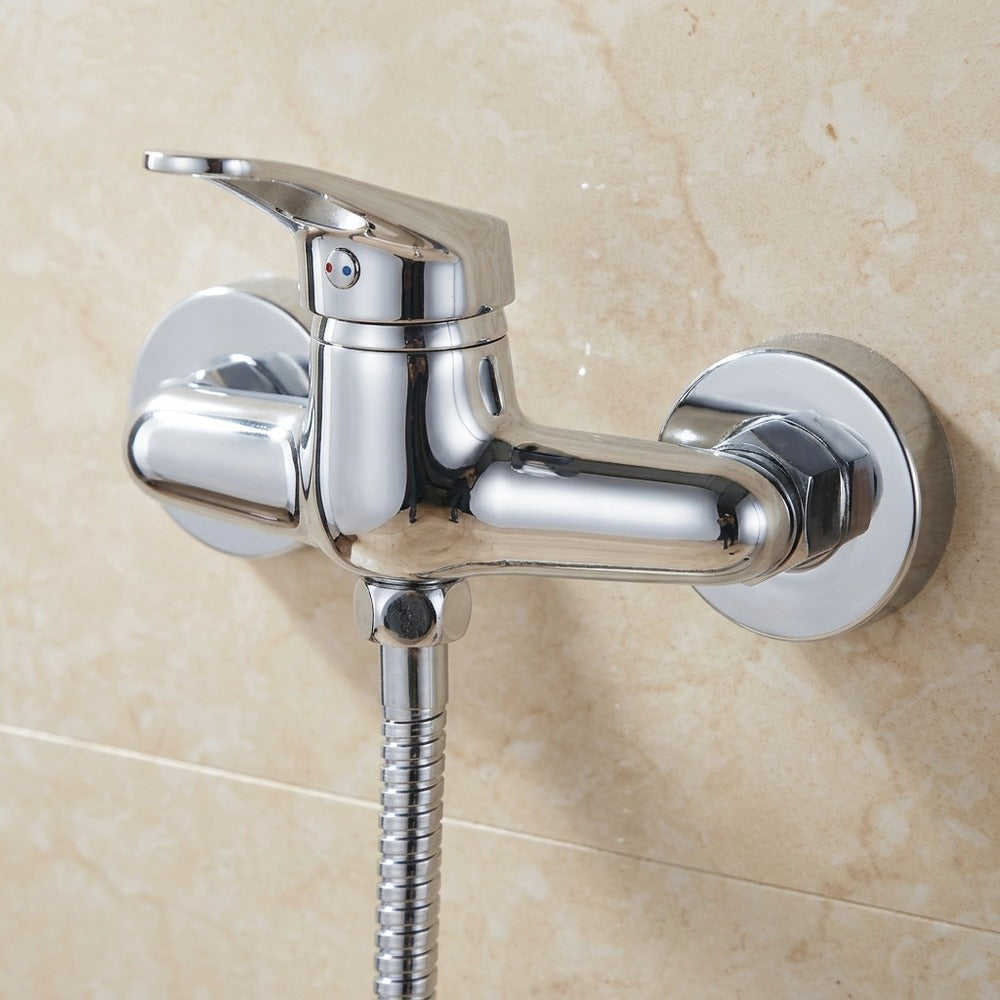 Lagomel wall-mounted single-handle shower valve in chrome, set in a Modern/Contemporary bathroom