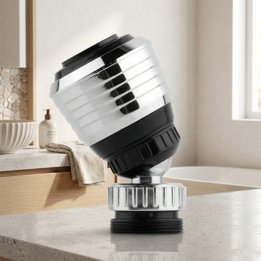 Lagomel faucet aerator in chrome, matte black, set in a Contemporary bathroom