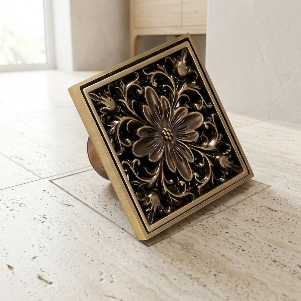 Lagomel square floor drain, set in a Contemporary bathroom