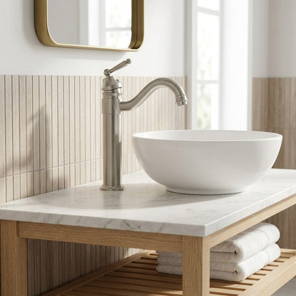 Lagomel single-hole bathroom faucet, set in a Traditional/Classic bathroom