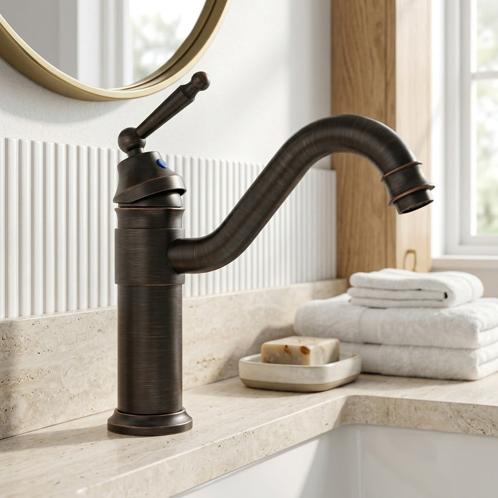 Lagomel single-hole bathroom faucet, set in a Traditional/Classic bathroom