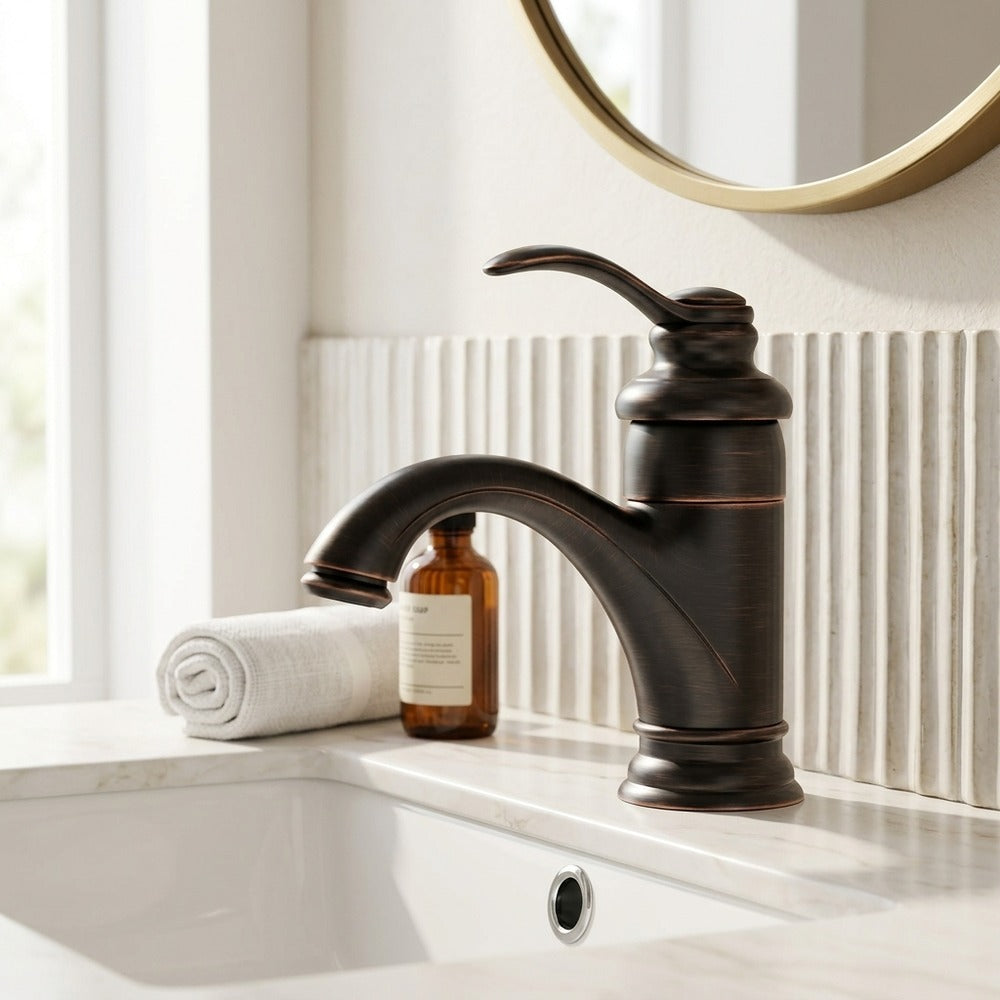 Lagomel single-hole bathroom faucet, set in a Traditional/Classic bathroom