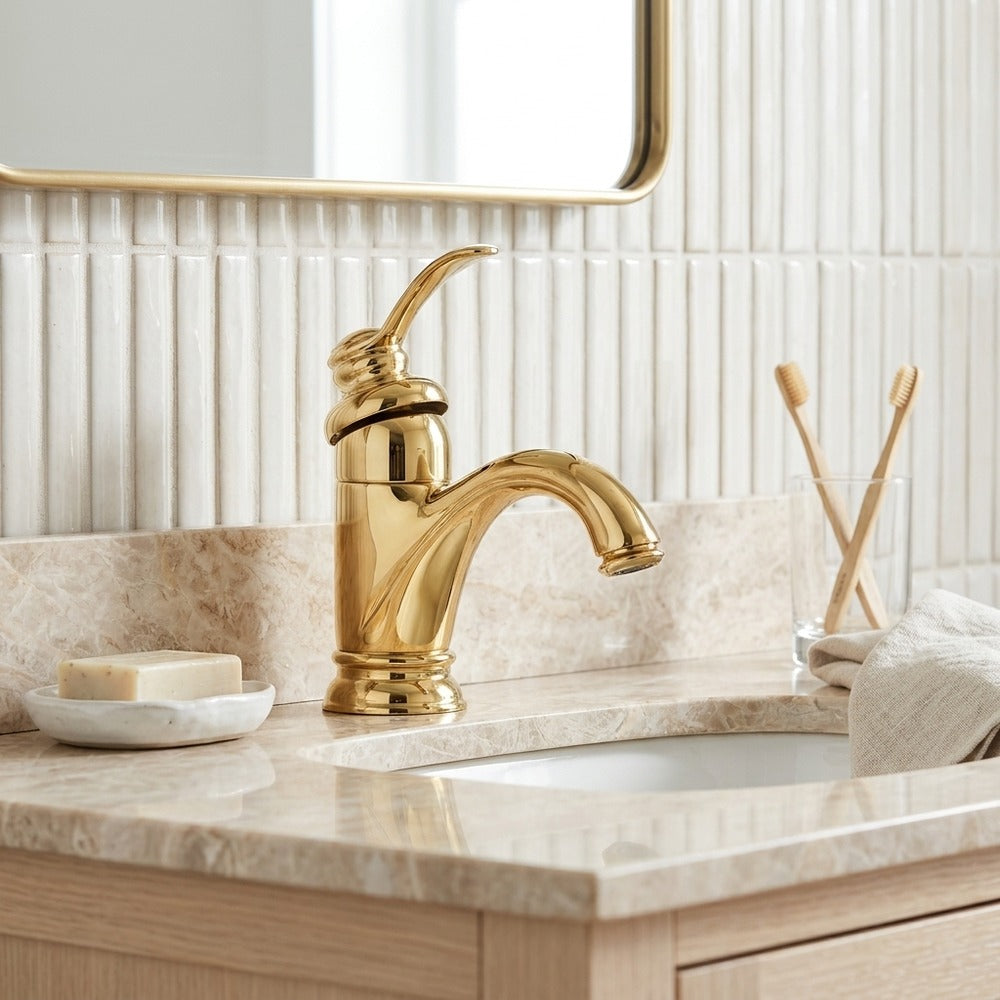 Lagomel single-hole bathroom faucet, set in a Traditional/Classic bathroom