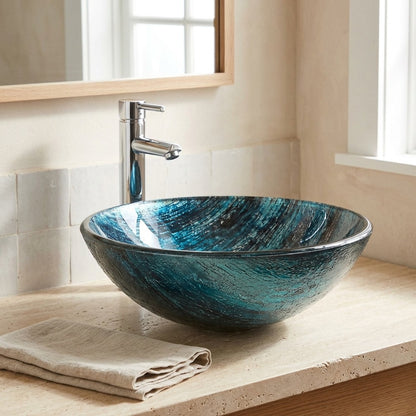 Lagomel single-handle faucet and sink set in chrome, set in a Contemporary bathroom