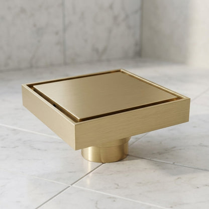 Lagomel square floor drain, set in a Contemporary bathroom