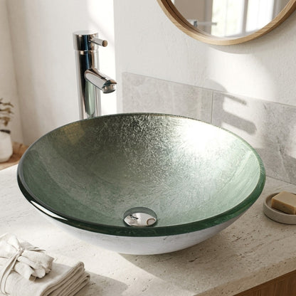 Lagomel single-handle faucet and sink set, set in a Contemporary bathroom